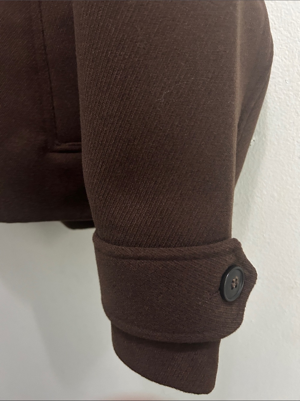 Zara Double-Breasted Dark Brown Pea Coat - Picture 4 of 6